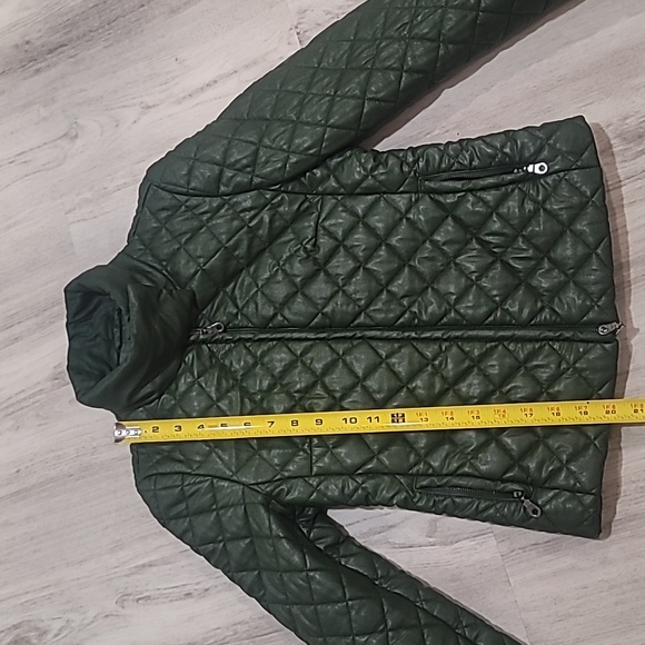 🇧🇫🇧🇬Benetton Quilted 2 Way Zipper Jacket Forest Green Womens XS - Picture 12 of 12